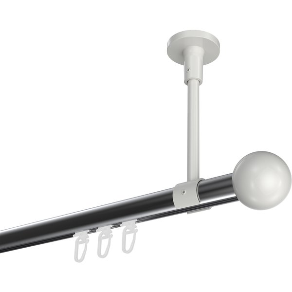 Gardinenstange mit Innenlauf (Deckenbefestigung) Chrom / Weiß, Aluminium / Metall 20 mm Ø Sonette Luino