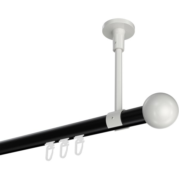 Gardinenstange mit Innenlauf (Deckenbefestigung) Schwarz / Weiß, Aluminium / Metall 20 mm Ø Sonette Luino