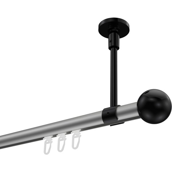 Innenlaufstange (Deckenanbringung) Silbergrau / Schwarz, Aluminium / Metall 20 mm Ø Sonette Luino