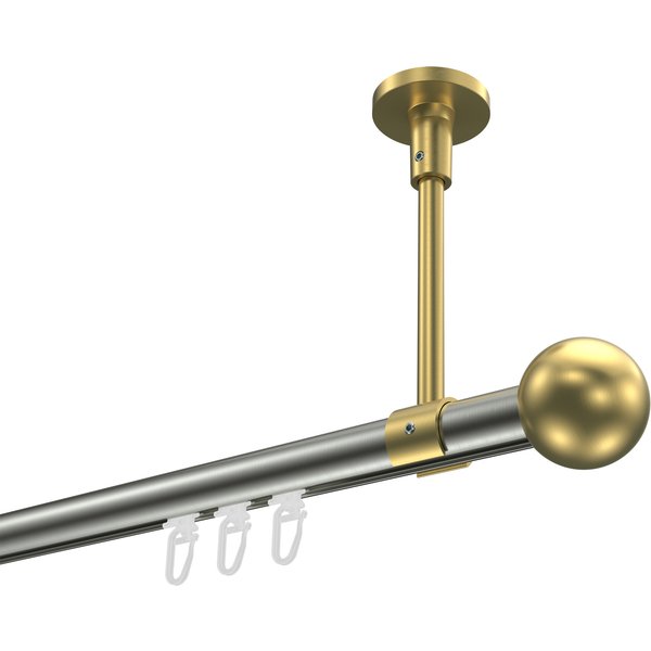 Vorhangstange mit Innenlauf (Deckenanbringung) Edelstahl-Optik / Messing-Optik, Aluminium / Metall 20 mm Ø Sonette Luino