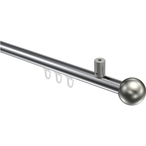 Gardinenstange mit Innenlauf (Deckenanbringung) Chrom / Edelstahl-Optik, Aluminium / Metall 20 mm Ø Sonius Luino