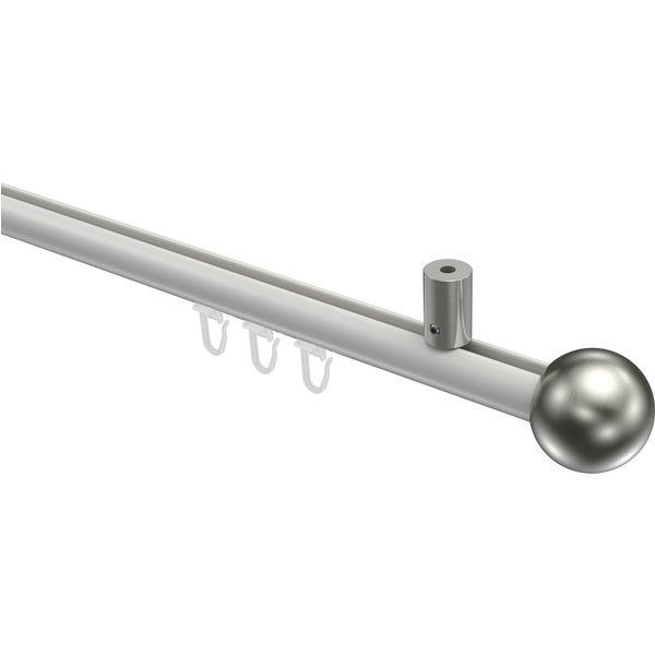 Gardinenstange mit Innenlauf (Deckenbefestigung) Weiß / Edelstahl-Optik, Aluminium / Metall 20 mm Ø Sonius Luino