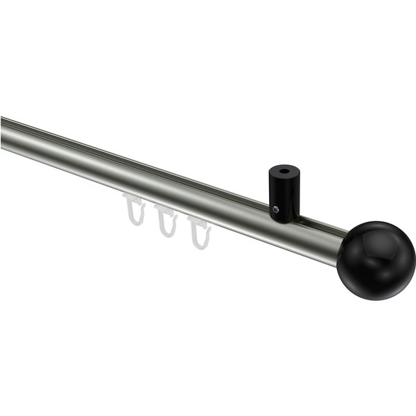 Innenlauf-Gardinenstange (Deckenmontage) Edelstahl-Optik / Schwarz, Aluminium / Metall 20 mm Ø Sonius Luino