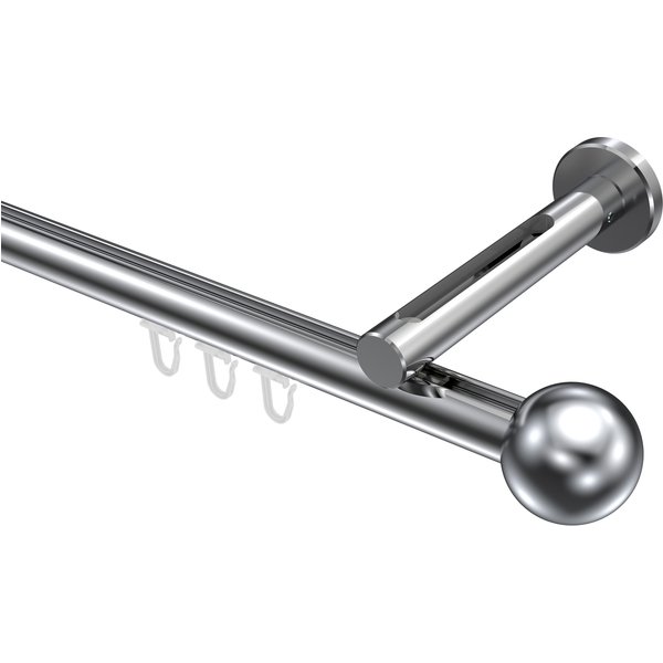 Innenlauf-Gardinenstange Chrom, Aluminium / Metall 20 mm Ø Siteno Luino