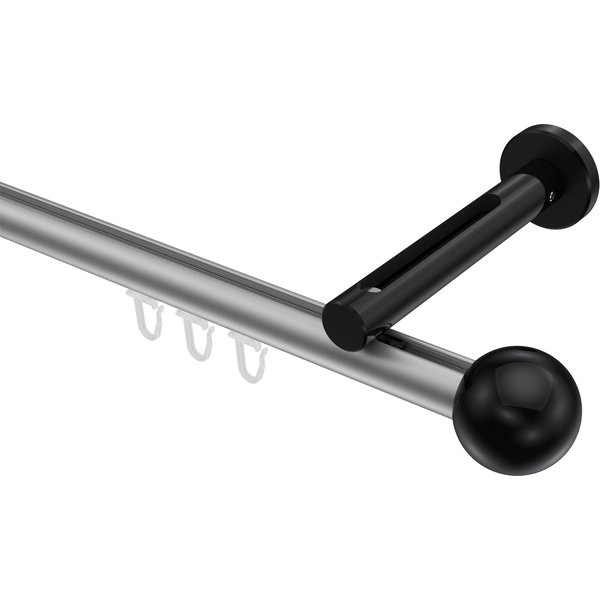 Innenlaufstange Silbergrau / Schwarz, Aluminium / Metall 20 mm Ø Siteno Luino