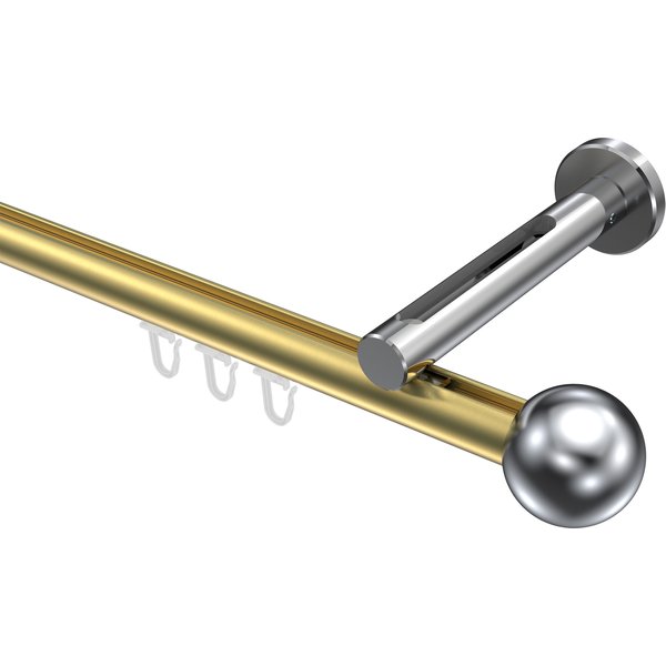 Innenlaufstange Messing-Optik / Chrom, Aluminium / Metall 20 mm Ø Siteno Luino