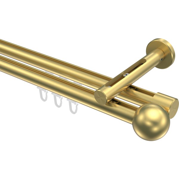 Innenlauf-Gardinenstange Messing-Optik, Aluminium / Metall 20 mm Ø Siteno Luino, doppelläufig