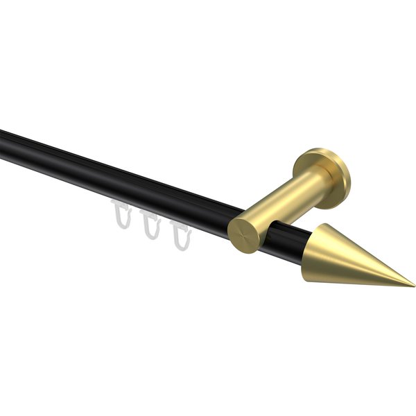 Innenlauf-Vorhangstange Schwarz / Messing-Optik, Aluminium / Metall 20 mm Ø Platon Savio