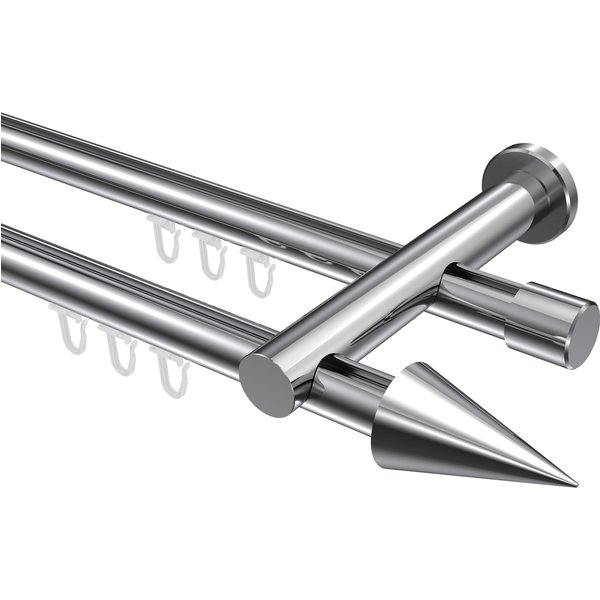 Innenlauf-Vorhangstange Chrom, Metall 20 mm Ø Platon Savio, doppelläufig