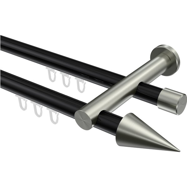 Innenlaufstange Schwarz / Edelstahl-Optik, Metall 20 mm Ø Platon Savio, zweiläufig