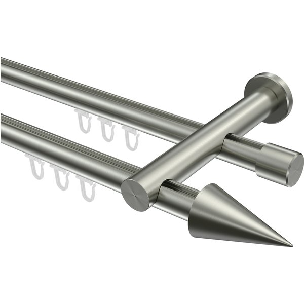 Innenlauf-Gardinenstange Edelstahl-Optik 20 mm Ø Platon Savio, zweiläufig