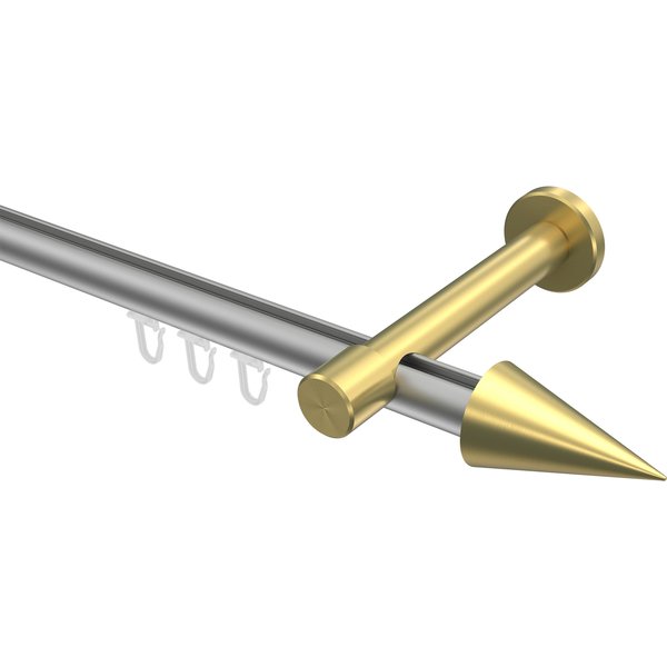 Innenlauf-Vorhangstange Silbergrau / Messing-Optik, Aluminium / Metall 20 mm Ø Prestige Savio