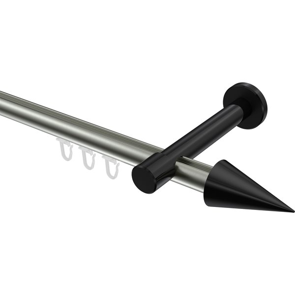 Innenlauf-Vorhangstange Edelstahl-Optik / Schwarz, Aluminium / Metall 20 mm Ø Prestige Savio