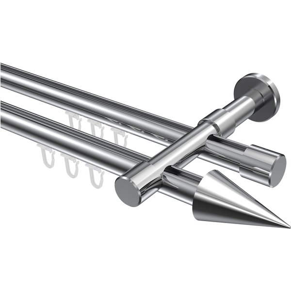 Innenlauf-Vorhangstangen Chrom, Metall 20 mm Ø Prestige Savio, doppelläufig