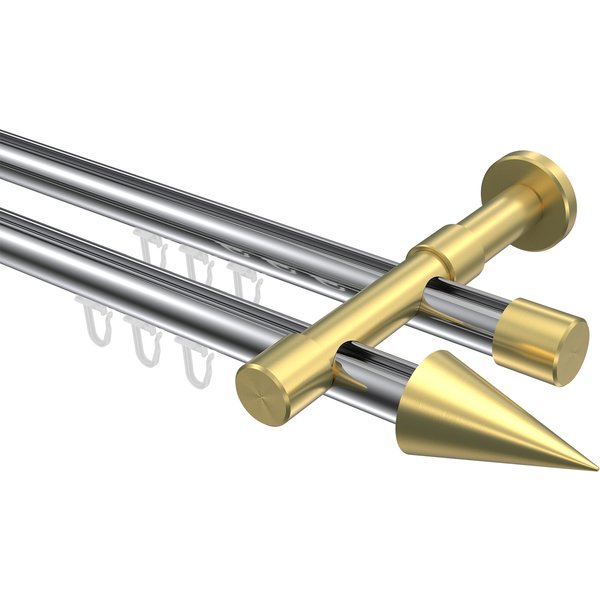 Innenlaufstange Chrom / Messing-Optik, zweiläufig Aluminium / Metall 20 mm Ø Prestige Savio