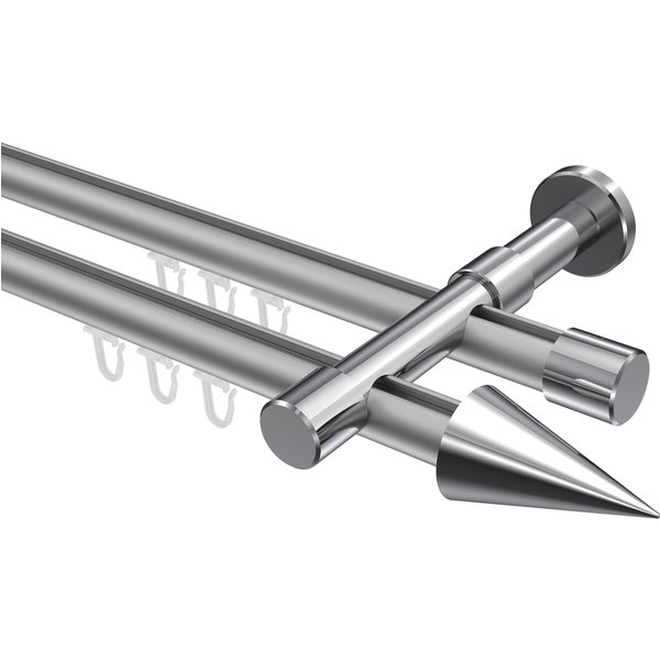 Innenlauf-Vorhangstange Silbergrau / Chrom, doppelläufig Aluminium / Metall 20 mm Ø Prestige Savio