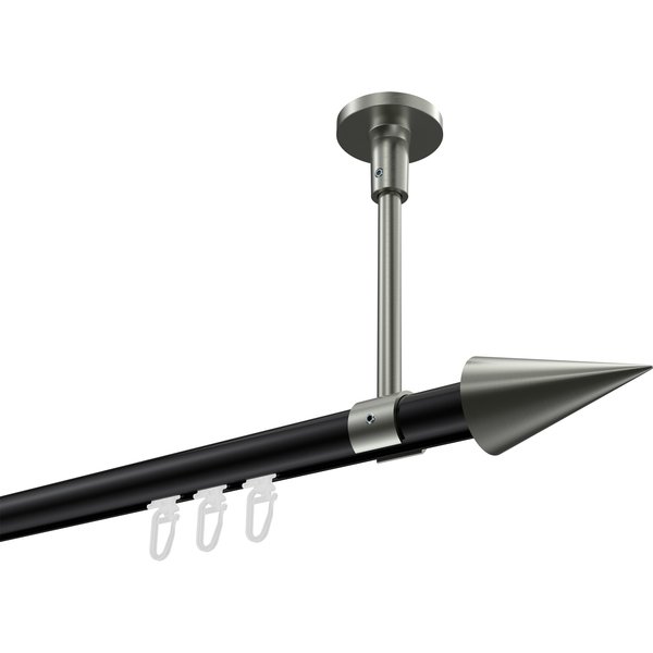 Vorhangstange mit Innenlauf (Deckenanbringung) Schwarz / Edelstahl-Optik, Aluminium / Metall 20 mm Ø Sonette Savio