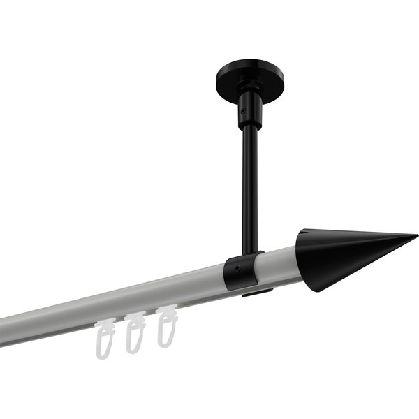 Gardinenstange mit Innenlauf (Deckenbefestigung) Weiß / Schwarz, Aluminium / Metall 20 mm Ø Sonette Savio