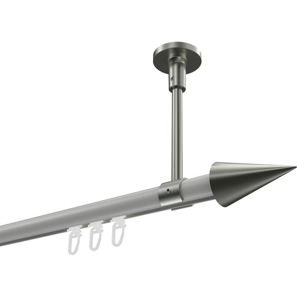 Vorhangstange mit Innenlauf (Deckenanbringung) Weiß / Edelstahl-Optik, Aluminium / Metall 20 mm Ø Sonette Savio