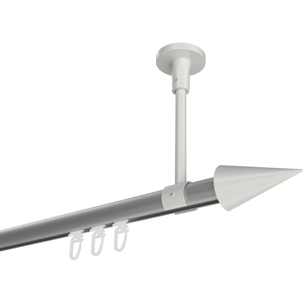 Gardinenstange mit Innenlauf (Deckenbefestigung) Silbergrau / Weiß, Aluminium / Metall 20 mm Ø Sonette Savio