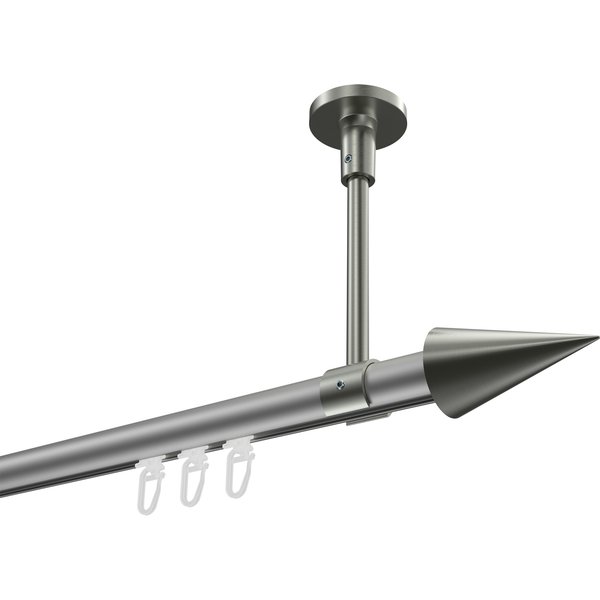 Vorhangstange mit Innenlauf (Deckenanbringung) Silbergrau / Edelstahl-Optik, Aluminium / Metall 20 mm Ø Sonette Savio