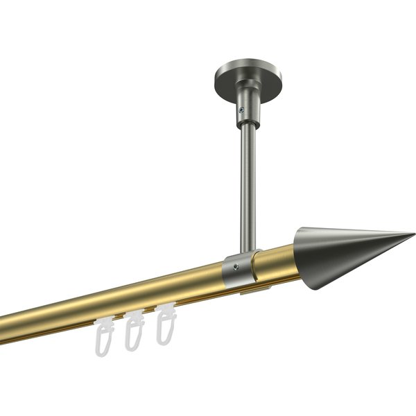 Vorhangstange mit Innenlauf (Deckenanbringung) Messing-Optik / Edelstahl-Optik, Aluminium / Metall 20 mm Ø Sonette Savio