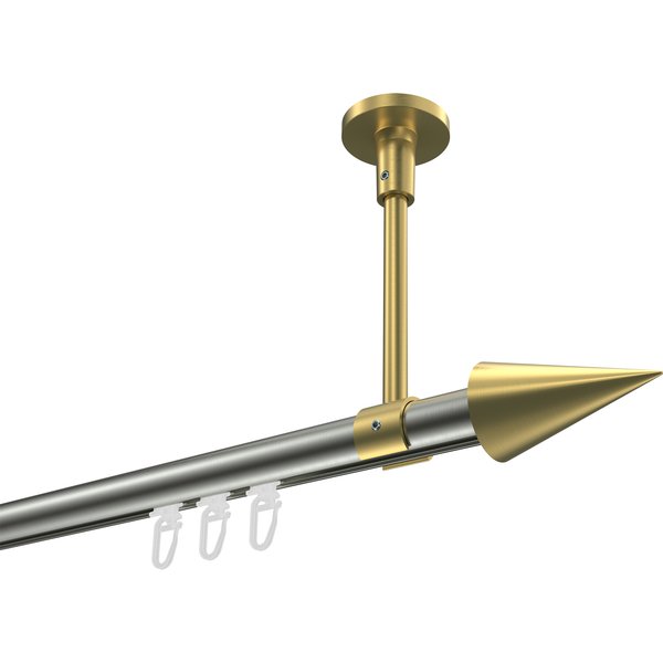 Vorhangstange mit Innenlauf (Deckenanbringung) Edelstahl-Optik / Messing-Optik, Aluminium / Metall 20 mm Ø Sonette Savio
