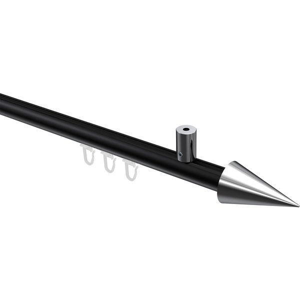 Vorhangstange mit Innenlauf (Deckenmontage) Schwarz / Chrom, Aluminium / Metall 20 mm Ø Sonius Savio