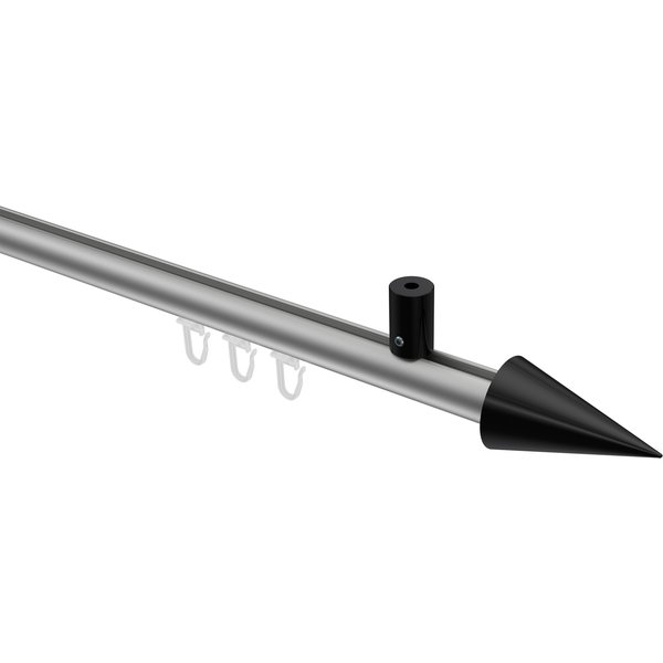 Vorhangstange mit Innenlauf (Deckenanbringung) Silbergrau / Schwarz, Aluminium / Metall 20 mm Ø Sonius Savio