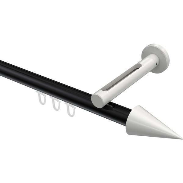 Gardinenstange mit Innenlauf Schwarz / Weiß, Aluminium / Metall 20 mm Ø Siteno Savio