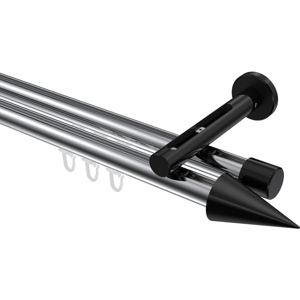Innenlaufstange Chrom / Schwarz, Aluminium / Metall 20 mm Ø Siteno Savio, zweiläufig