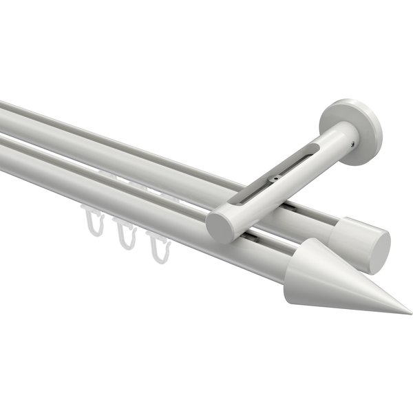Innenlauf-Gardinenstange Weiß, Aluminium / Metall 20 mm Ø Siteno Savio, zweiläufig