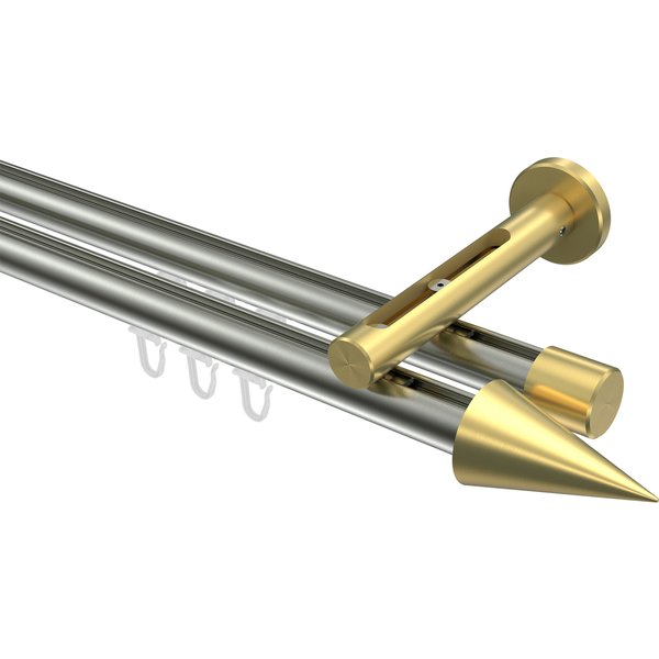 Vorhangstange mit Innenlauf Edelstahl-Optik / Messing-Optik, Aluminium / Metall 20 mm Ø Siteno Savio, doppelläufig