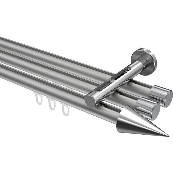 Innenlauf-Gardinenstange Silbergrau / Chrom, Aluminium / Metall 20 mm Ø Siteno Savio, dreiläufig