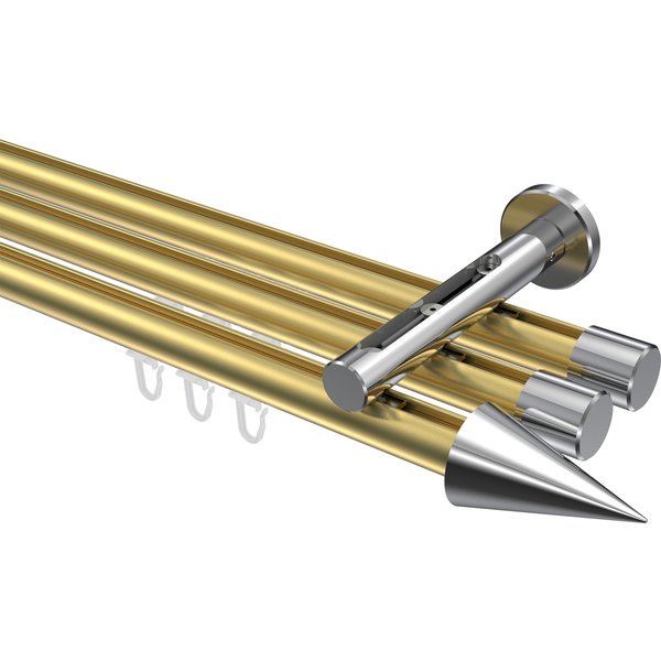 Innenlaufstange Messing-Optik / Chrom, Aluminium / Metall 20 mm Ø Siteno Savio, dreiläufig