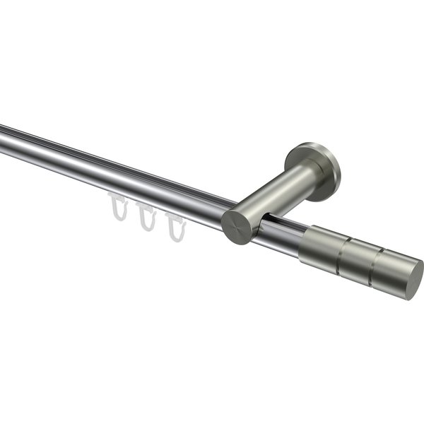Gardinenstange mit Innenlauf Chrom / Edelstahl-Optik, Aluminium / Metall 20 mm Ø Platon Elanto