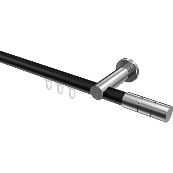 Innenlauf-Gardinenstangen Schwarz / Chrom, Aluminium / Metall 20 mm Ø Platon Elanto
