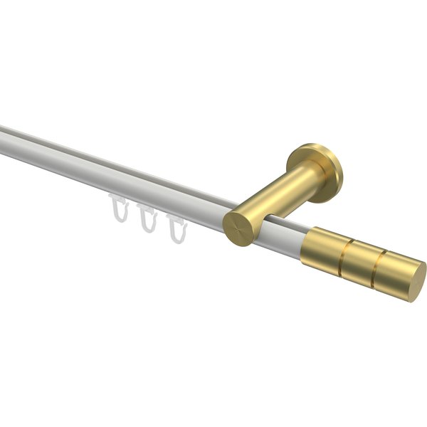 Innenlauf-Vorhangstange Weiß / Messing-Optik, Aluminium / Metall 20 mm Ø Platon Elanto