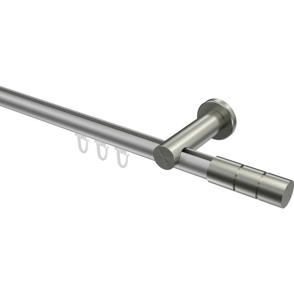 Gardinenstange mit Innenlauf Silbergrau / Edelstahl-Optik, Aluminium / Metall 20 mm Ø Platon Elanto