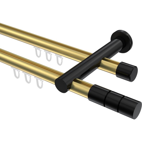Innenlaufstange Messing-Optik / Schwarz, zweiläufig Aluminium / Metall 20 mm Ø Platon Elanto