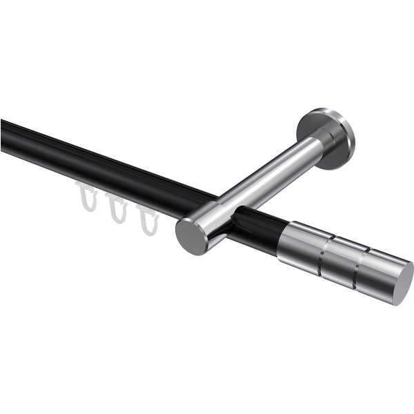 Innenlauf-Gardinenstange Schwarz / Chrom, Aluminium / Metall 20 mm Ø Prestige Elanto