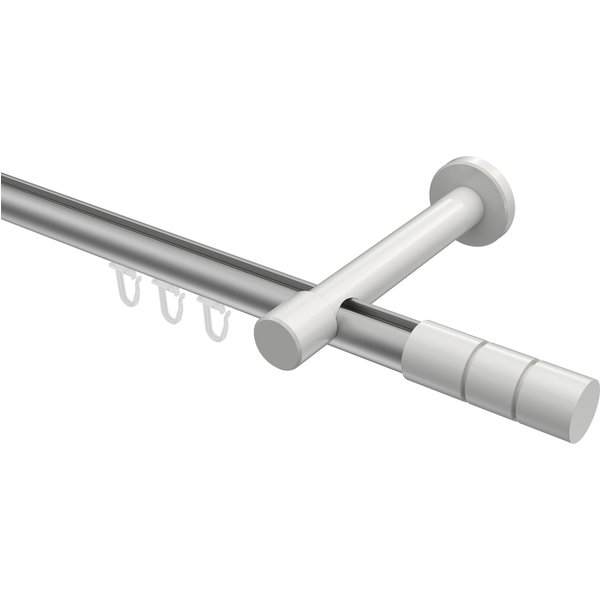 Innenlauf-Vorhangstangen Silbergrau / Weiß, Aluminium / Metall 20 mm Ø Prestige Elanto