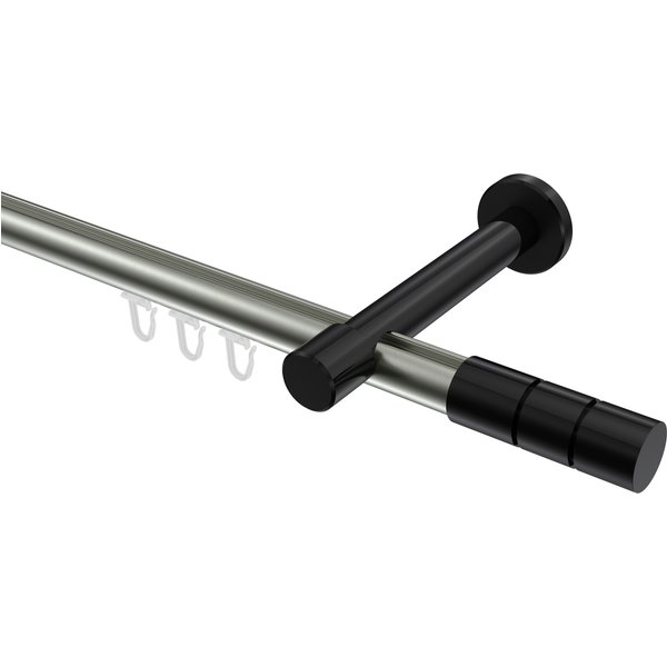 Innenlauf-Gardinenstangen Edelstahl-Optik / Schwarz, Aluminium / Metall 20 mm Ø Prestige Elanto