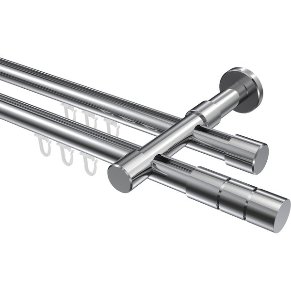 Innenlauf-Gardinenstangen Chrom, Metall 20 mm Ø Prestige Elanto, 2-läufig