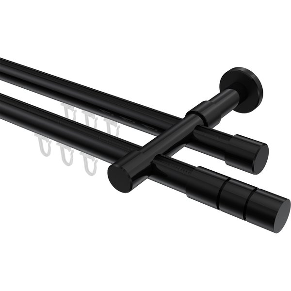 Innenlauf-Vorhangstangen Schwarz, Metall 20 mm Ø Prestige Elanto, 2-läufig