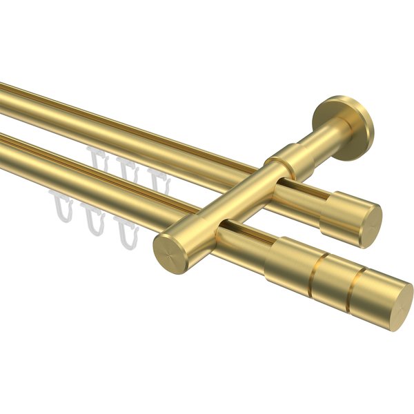 Innenlauf-Gardinenstange Messing-Optik 20 mm Ø Prestige Elanto, zweiläufig