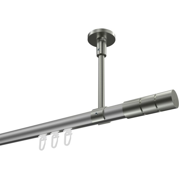 Vorhangstange mit Innenlauf (Deckenanbringung) Silbergrau / Edelstahl-Optik, Aluminium / Metall 20 mm Ø Sonette Elanto