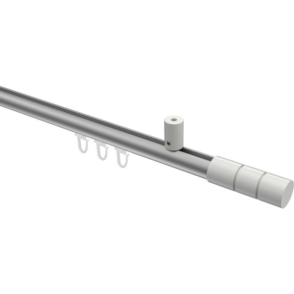 Innenlauf-Gardinenstange (Deckenbefestigung) Silbergrau / Weiß, Aluminium / Metall 20 mm Ø Sonius Elanto