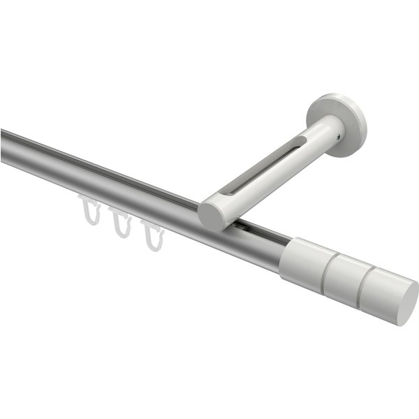 Gardinenstange mit Innenlauf Silbergrau / Weiß, Aluminium / Metall 20 mm Ø Siteno Elanto