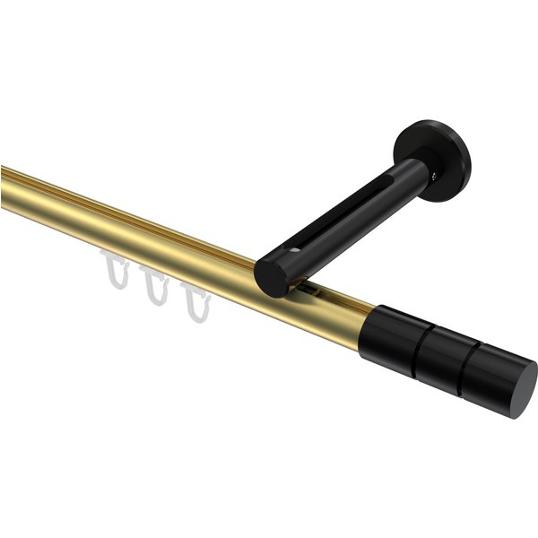 Gardinenstange mit Innenlauf Messing-Optik / Schwarz, Aluminium / Metall 20 mm Ø Siteno Elanto